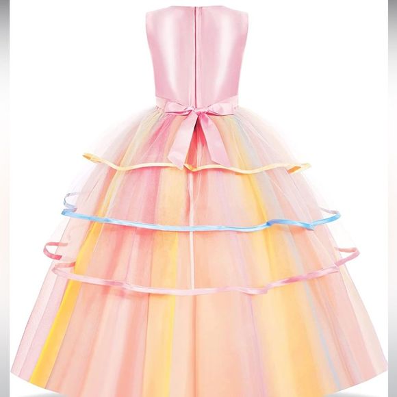 Unicorn Dress for Girls Unicorn Costume with Headband & Satin Sash Birthday NWT - Picture 5 of 7